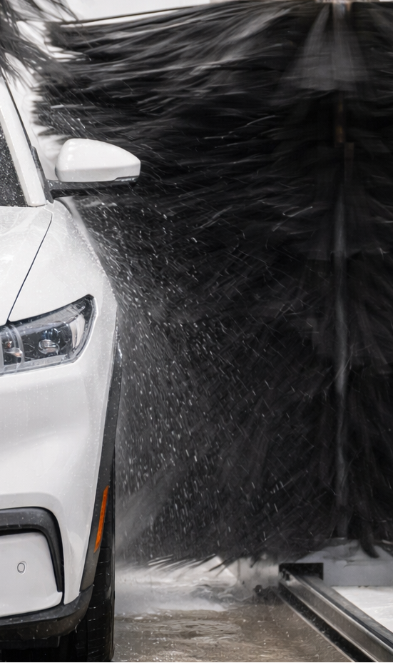 car getting washed with touch free oasis car wash