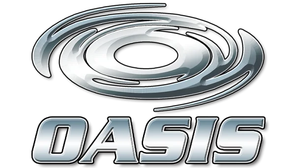 Metallic 'Oasis' logo for oasis equipment