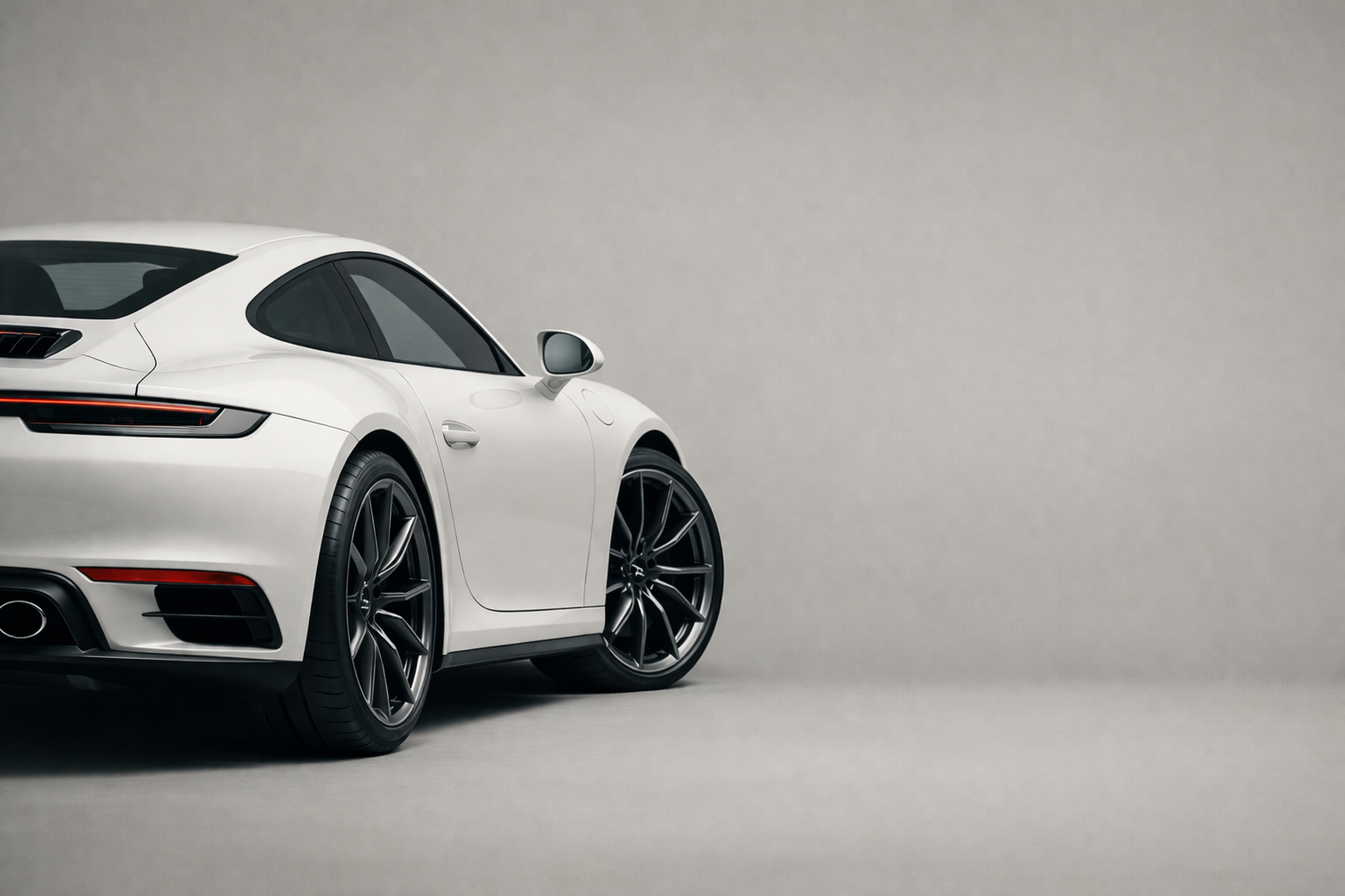 White clean car on a gray background